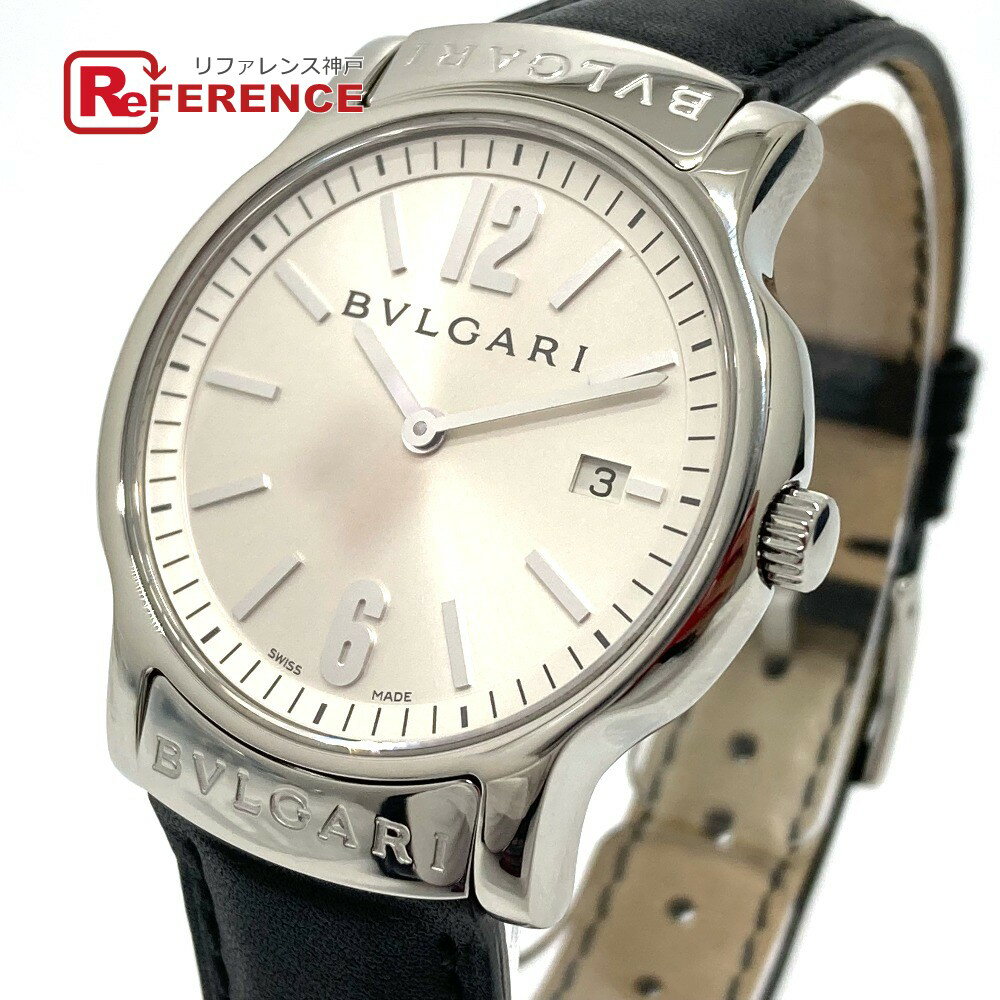 BVLGARI ブルガリ ST35S ソロテンポ クオーツ デイト 腕時計 SS /レザーベルト メンズ シルバー 【中古】