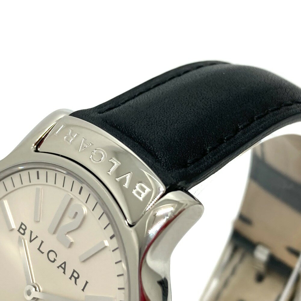 BVLGARI ブルガリ ST35S ソロテンポ クオーツ デイト 腕時計 SS /レザーベルト メンズ シルバー 【中古】