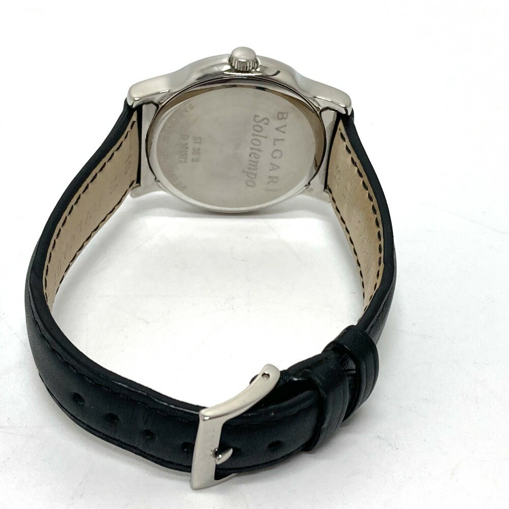 BVLGARI ブルガリ ST35S ソロテンポ クオーツ デイト 腕時計 SS /レザーベルト メンズ シルバー 【中古】