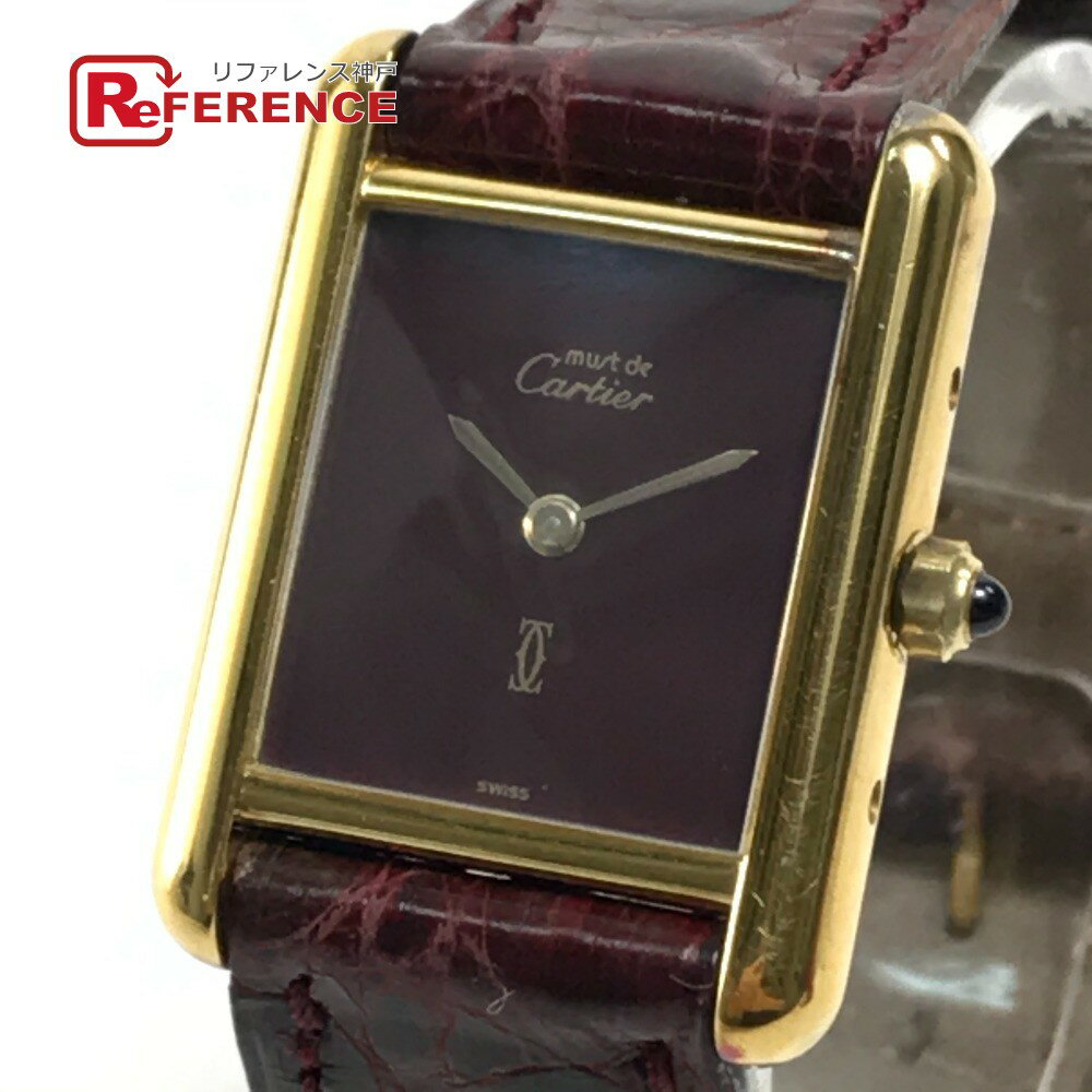 CARTIER カルティエ ヴィンテージ マストタンク 腕時計 SV925 /レザーベルト レディース ゴールド 【中古】