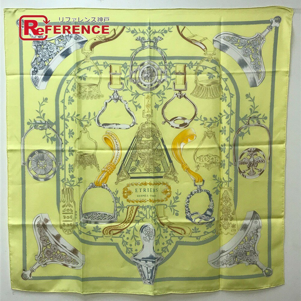 HERMES エルメス カレ90 ETRIERS(鎧) スカーフ シルク レディース イエロー系 【中古】のサムネイル