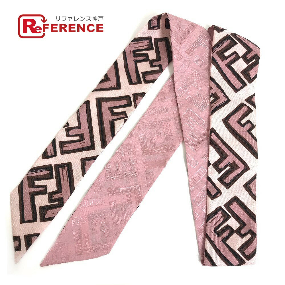 FENDI フェンディ FXT011 FF ズッカ WRAPPY ラッピー ツイリー スカーフ シルク レディース ピンク 【中古】のサムネイル