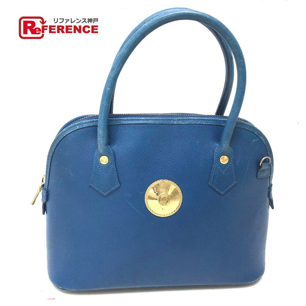 F, H, W - MCM エムシーエム ロゴ金具 2WAY ショルダーバッグ ハンドバッグ レザー レディース ブルー ブルー 【中古】