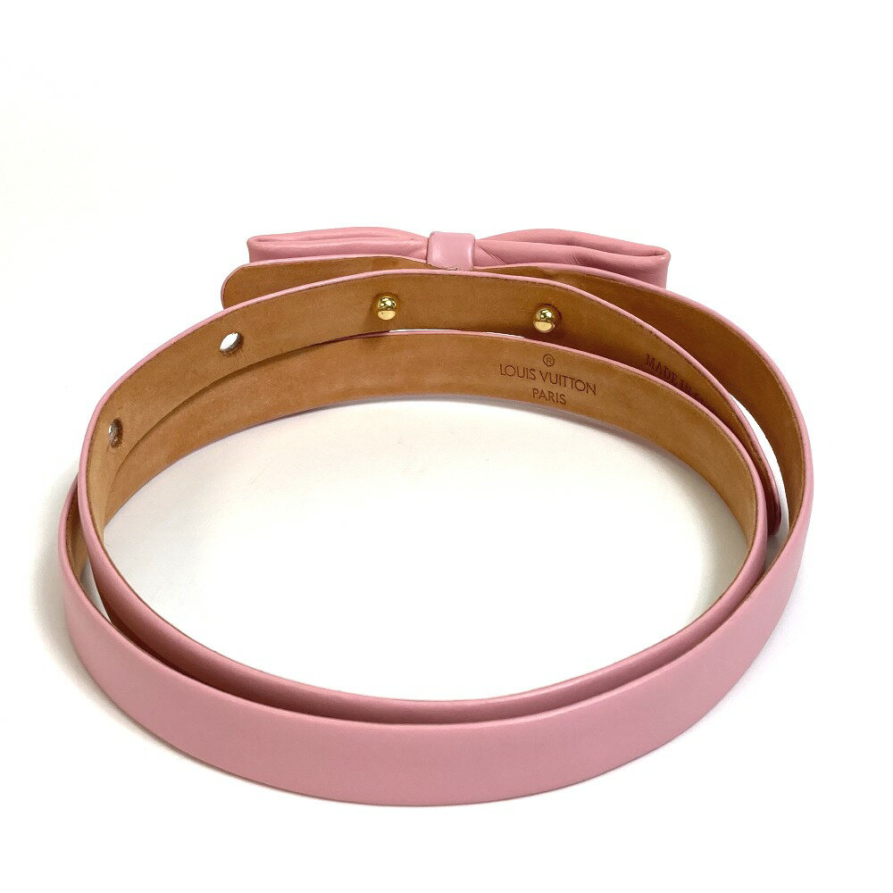 LOUIS VUITTON ルイヴィトン ファッション小物 リボンモチーフ 細ベルト ベルト レザー レディース ピンク 【中古】