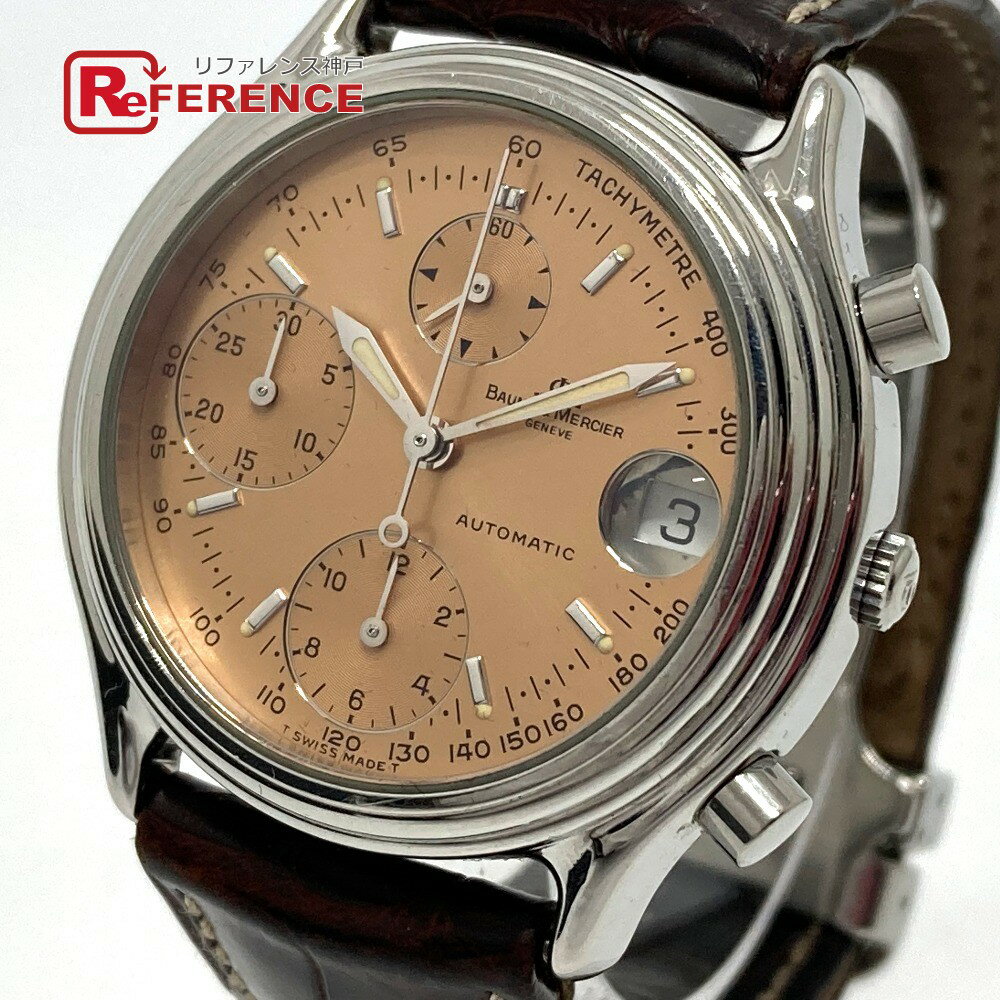 Baume & Mercier ボーム＆メルシエ MV040122 クラシマ クロノグラフ 自動巻き デイト 腕時計 SS /レザーベルト メンズ シルバー 【中古】