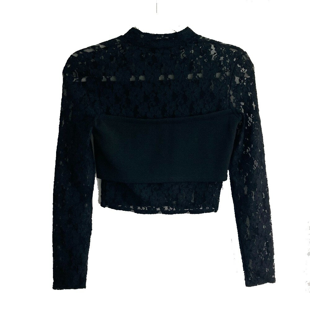 snidel スナイデル SWCT134345 レース ショート丈 トップスその他 レディース ブラック 【中古】