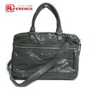 BALENCIAGA バレンシアガ 310939 シワ加工 ショルダーバッグ 肩掛け 斜め掛け カバン ブリーフケース ビジネスバッグ レザー メンズ グレー 【中古】(4)