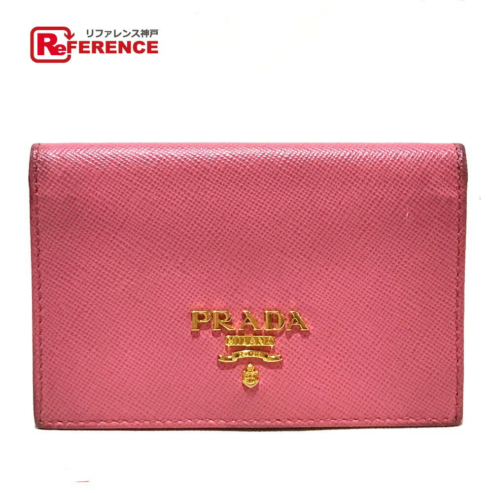 PRADA プラダ 1MC122 サフィアーノ ロゴ 名刺入れ カードケース レザー レディース ピンク ピンク 【中古】のサムネイル