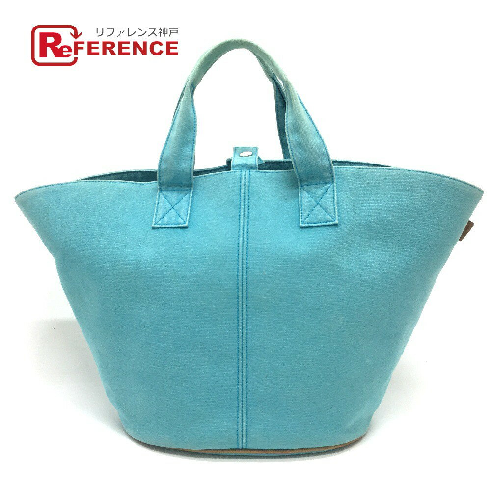 HERMES エルメス ポーチ付き パニエドプラージュPM ハンドバッグ トートバッグ レザー/キャンバス レディース ライトブルー 【中古】のサムネイル