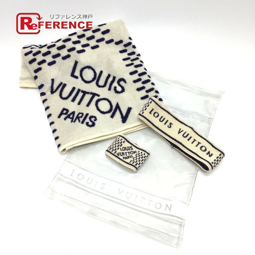 LOUIS VUITTON ルイヴィトン M72318 ダミエアズール セット ドゥ ジム ヘッドバンド リストバンド タオル コットン ユニセックス ホワイト 【中古】のサムネイル