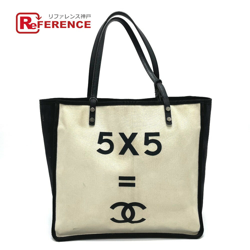 CHANEL シャネル CCココマーク レッツ レモン ストレート 5×5 ホイッスル付き トートバッグ キャンバス/レザー レディース ホワイト×ブラック 【中古】のサムネイル