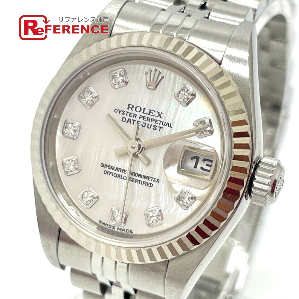 ROLEX ロレックス 79174NG 10Pダイヤ デイトジャスト 自動巻き ピンクシェル 腕時計 SS/WG レディース シルバー/ホワイトゴールド 【中古】