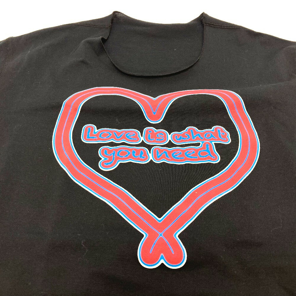 Lucien Pellat-Finet ルシアンペラフィネ フロントハート Love is what you need トップス カットソー アパレル 半袖Tシャツ コットン レディース ブラック 【中古】
