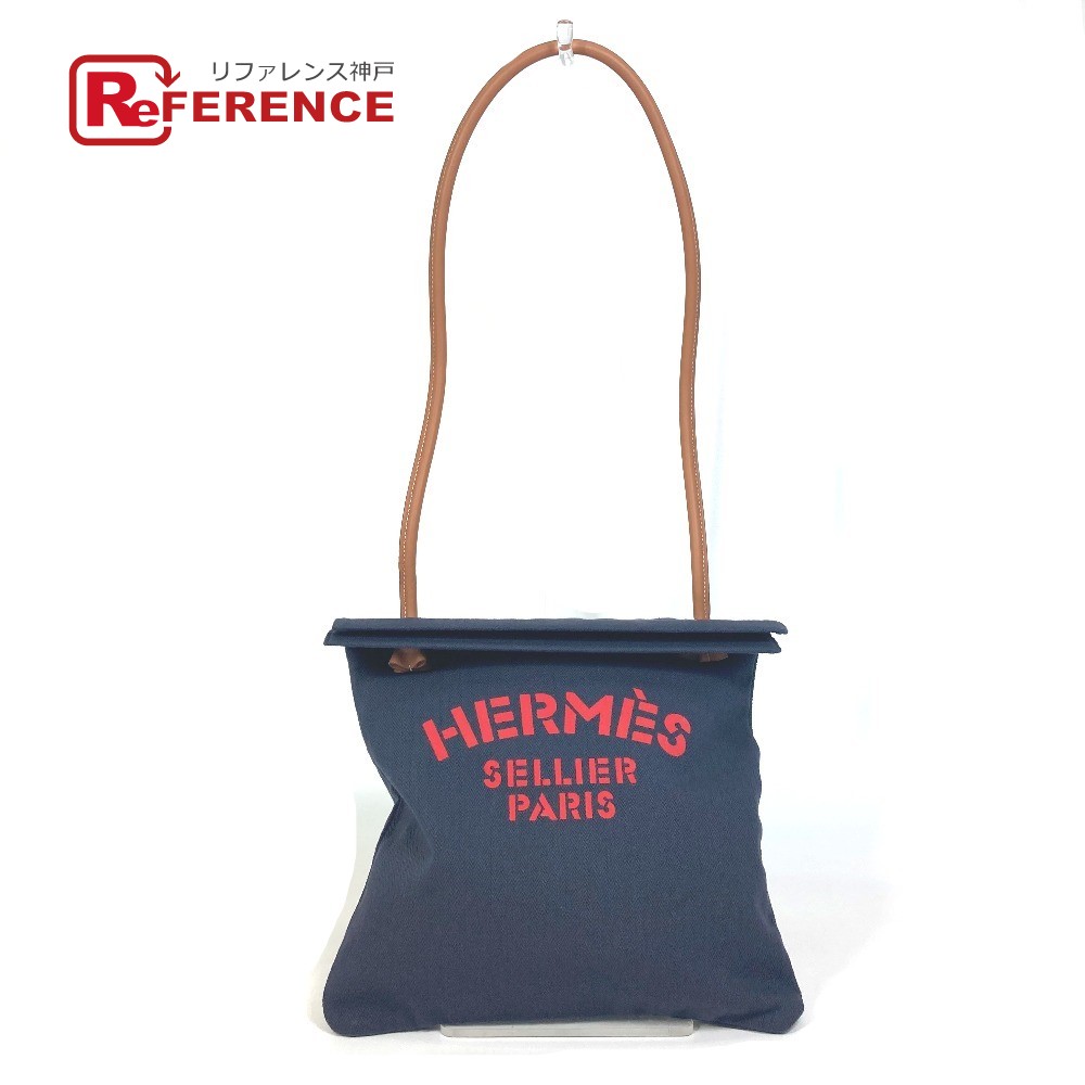 HERMES エルメス ロゴ ワンショルダーバッグ アリーヌMM トートバッグ 肩掛け ショルダーバッグ キャンバス レディース インディゴブルー レッド 未使用 【中古】のサムネイル