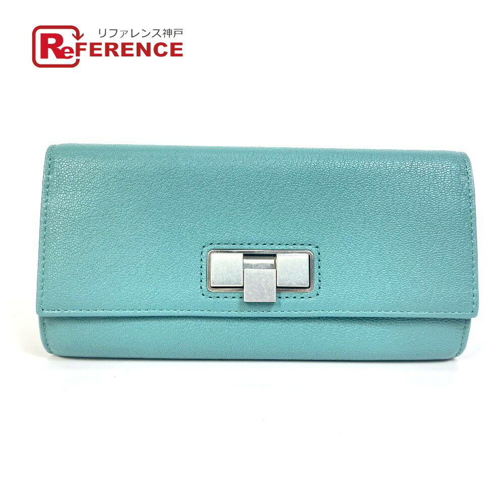 BOTTEGA VENETA ボッテガヴェネタ 629557 2つ折り長財布 コンチネンタルウォレット 長財布 レザー レディース ブルー 新品同様 【中古】