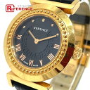 VERSACE ヴェルサーチ メデューサ クオーツ 腕時計 GP /レザーベルト レディース ゴールド 【中古】