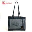 FENDI フェンディ ロゴ メッシュ トートバッグ ナイロン/レザー レディース ブラック 【中古】