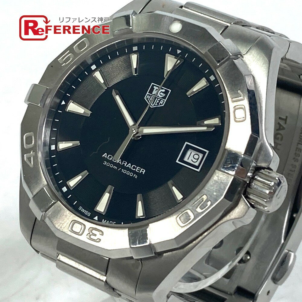 TAG HEUER タグホイヤー WAY1110 アクアレーサー クォーツ デイト 腕時計 SS メンズ シルバー 【中古】