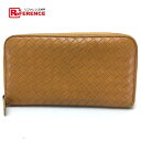 BOTTEGA VENETA ボッテガヴェネタ イントレチャート ジップアラウンドウォレット ラウンドファスナ 長財布 ラムスキン レディース オレンジ系 【中...