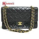 CHANEL シャネル A01112 CC ココマーク マトラッセ25 Wフラップ チェーンバッグ ショルダーバッグ ラムスキン レディース ブラック 【中古】