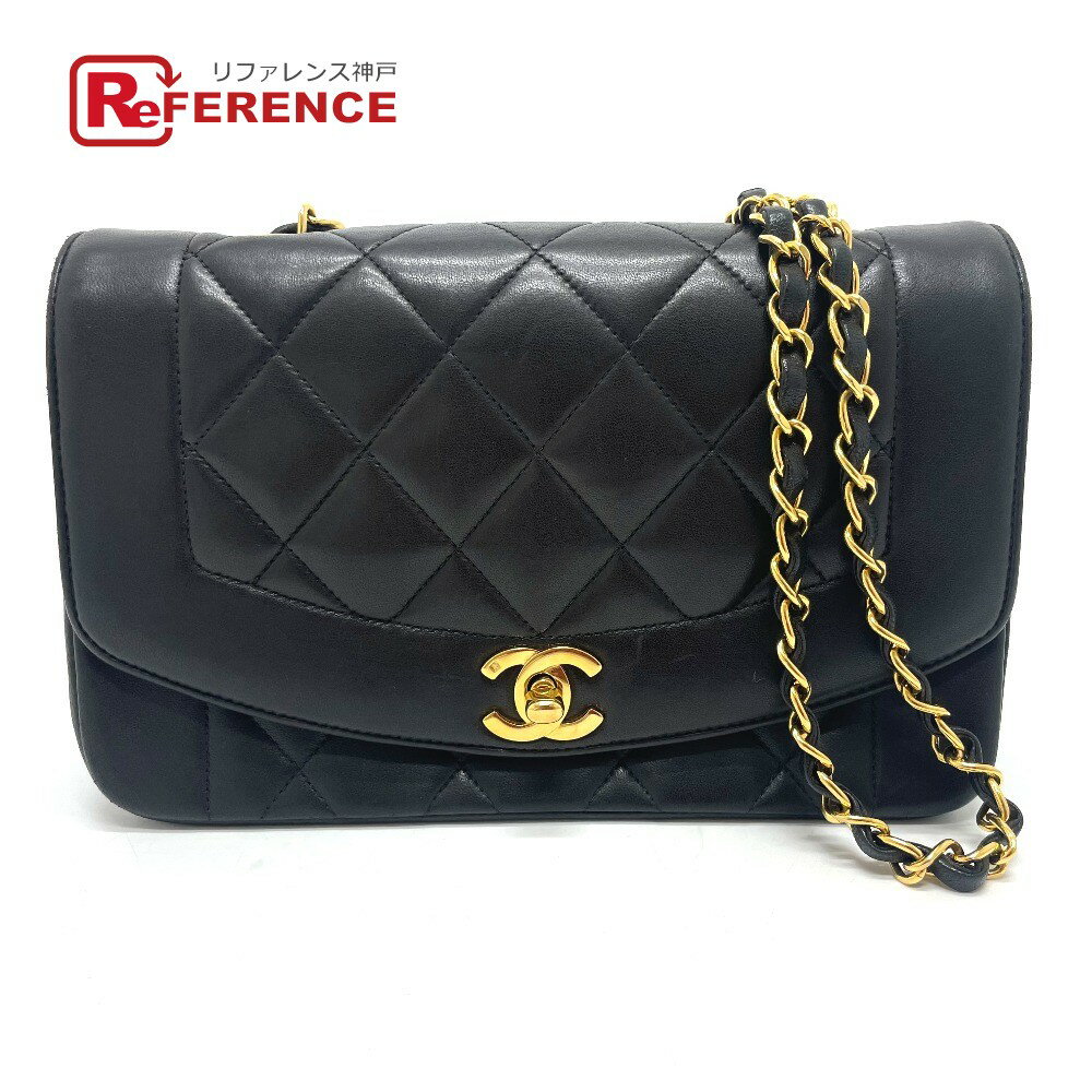 CHANEL シャネル A01164 CC ココマーク マトラッセ ダイアナ22 カバン シングルチェーン チェーンバッグ ショルダーバッグ ラムスキン レディース ブラック 【中古】のサムネイル