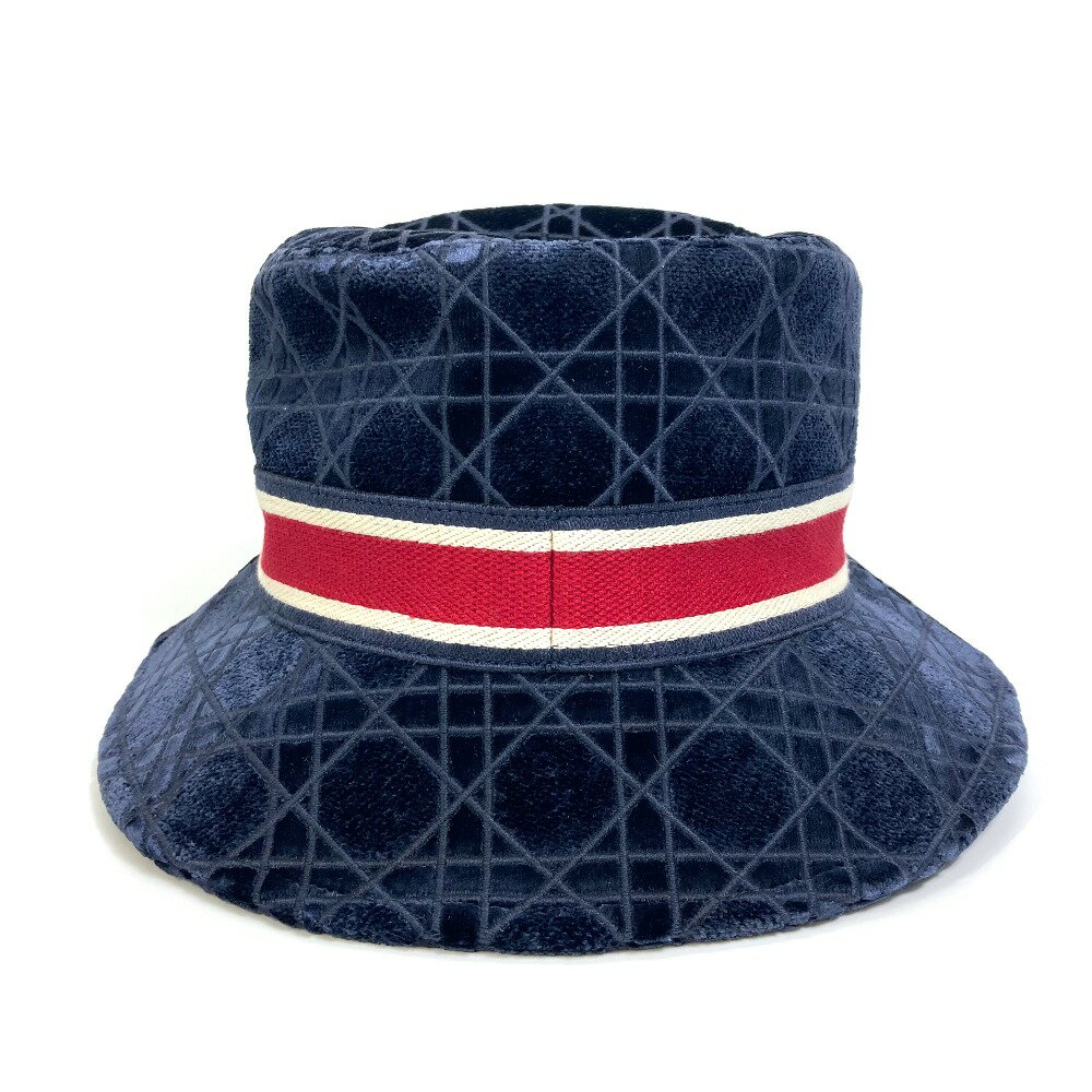 Dior ディオール 15CAN923X134 21AW ベロア カナージュ ロゴ ボブ 帽子 バケットハット ハット コットン /シルク ユニセックス ネイビー 【中古】 3