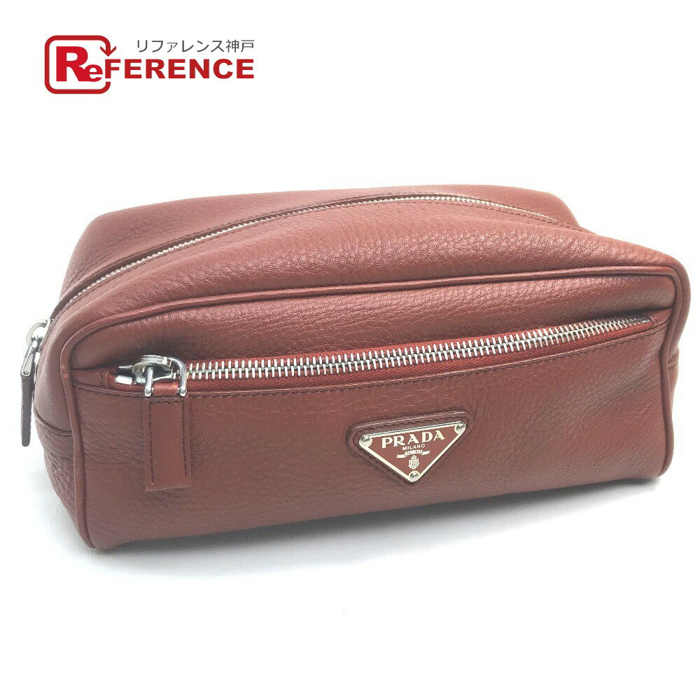 PRADA プラダ キャンバス メイクポーチ レッド 中古 バッグ