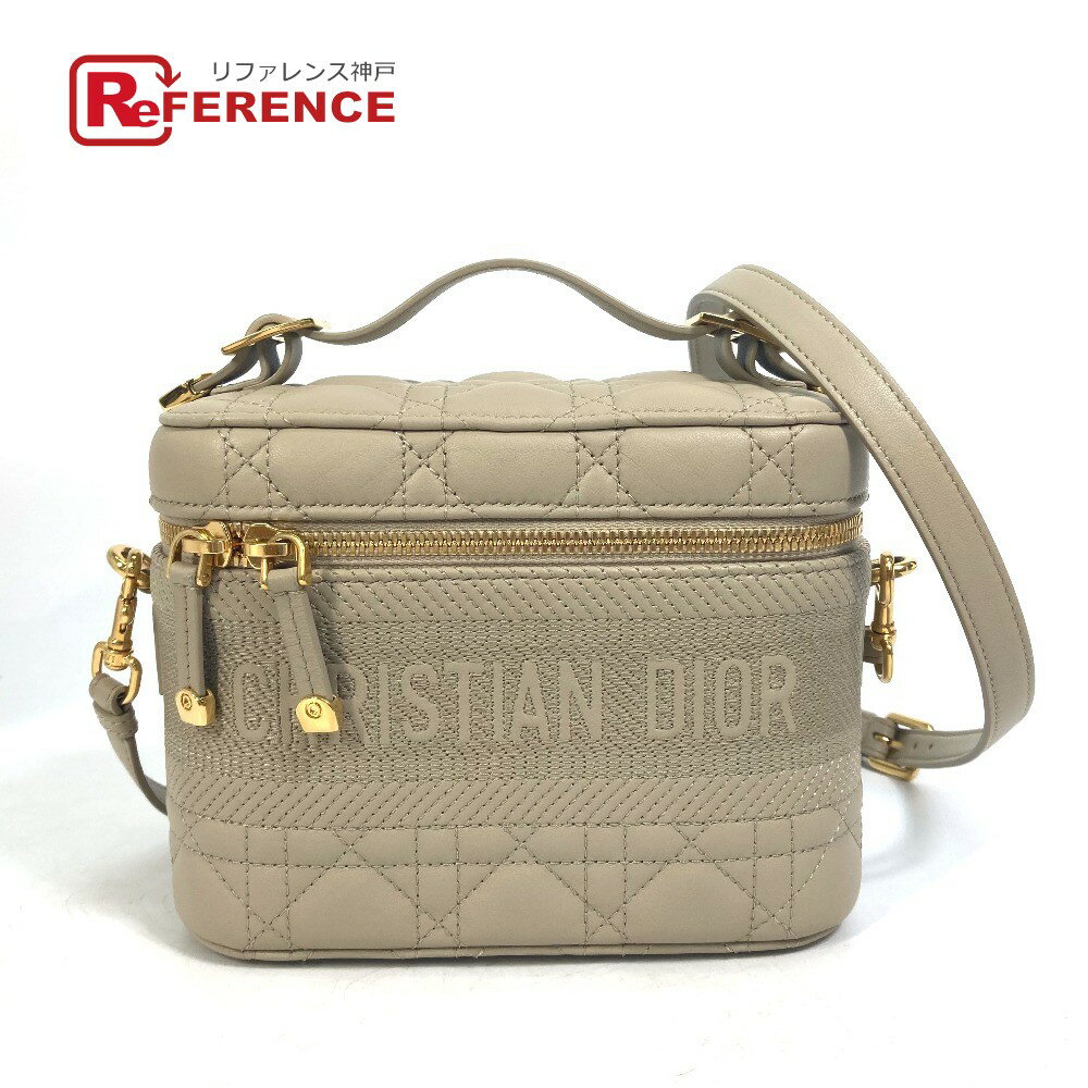 Dior ディオール S5488UNTR39U カナージュ DIORTRAVEL スモール ヴァニティ バニティ 2WAY ショルダーバッグ バニティバッグ レザー レディース ベージュ 【中古】のサムネイル