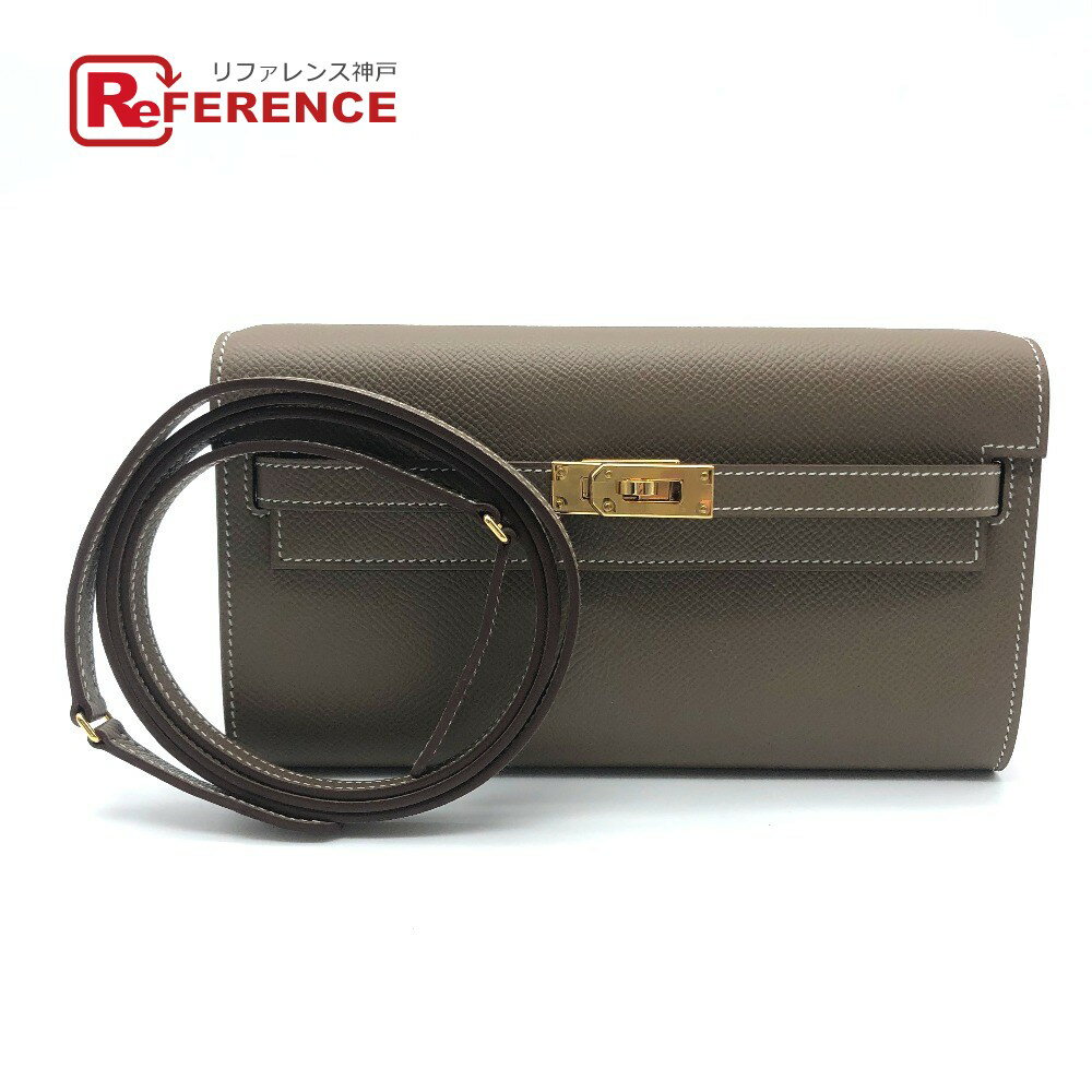 HERMES エルメス トゥーゴー ケリーウォレット ショルダーウォレット ショルダーバッグ エプソン レディース エトゥープ グレー×ゴールド金具 未使用 【中古】のサムネイル