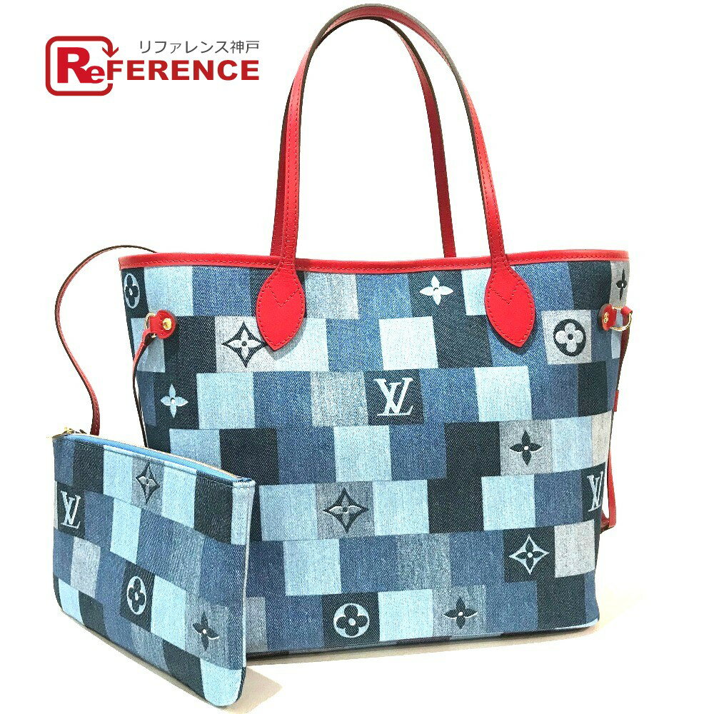 LOUIS VUITTON ルイヴィトン M44981 スクエア パッチワーク ネヴァーフルMM カバン 肩掛けショルダーバッグ トートバッグ モノグラムデニム レディース ブルー 【新品】のサムネイル
