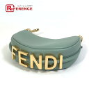 FENDI フェンディ 7AS089 ロゴ パーティバッグ ナノ フェンディグラフィ カバン ポーチ バッグ ミニバッグ ハンドバッグ レザー レディース ミント ライトブルー系 新品同様 【中古】