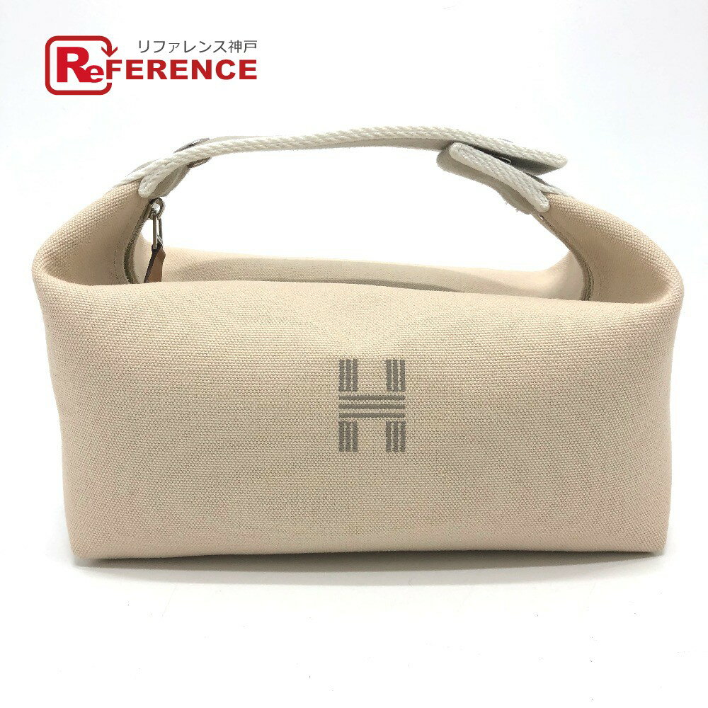 HERMES エルメス バニティ ハンドバッグ ブリッドアブラックPM ポーチ キャンバス レディース ベージュ 【中古】のサムネイル