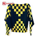 LOUIS VUITTON ルイヴィトン アパレル チェッカー ボード ニット 長袖 セーター ウール /カシミヤ レディース イエロー×ブラック 【中古】