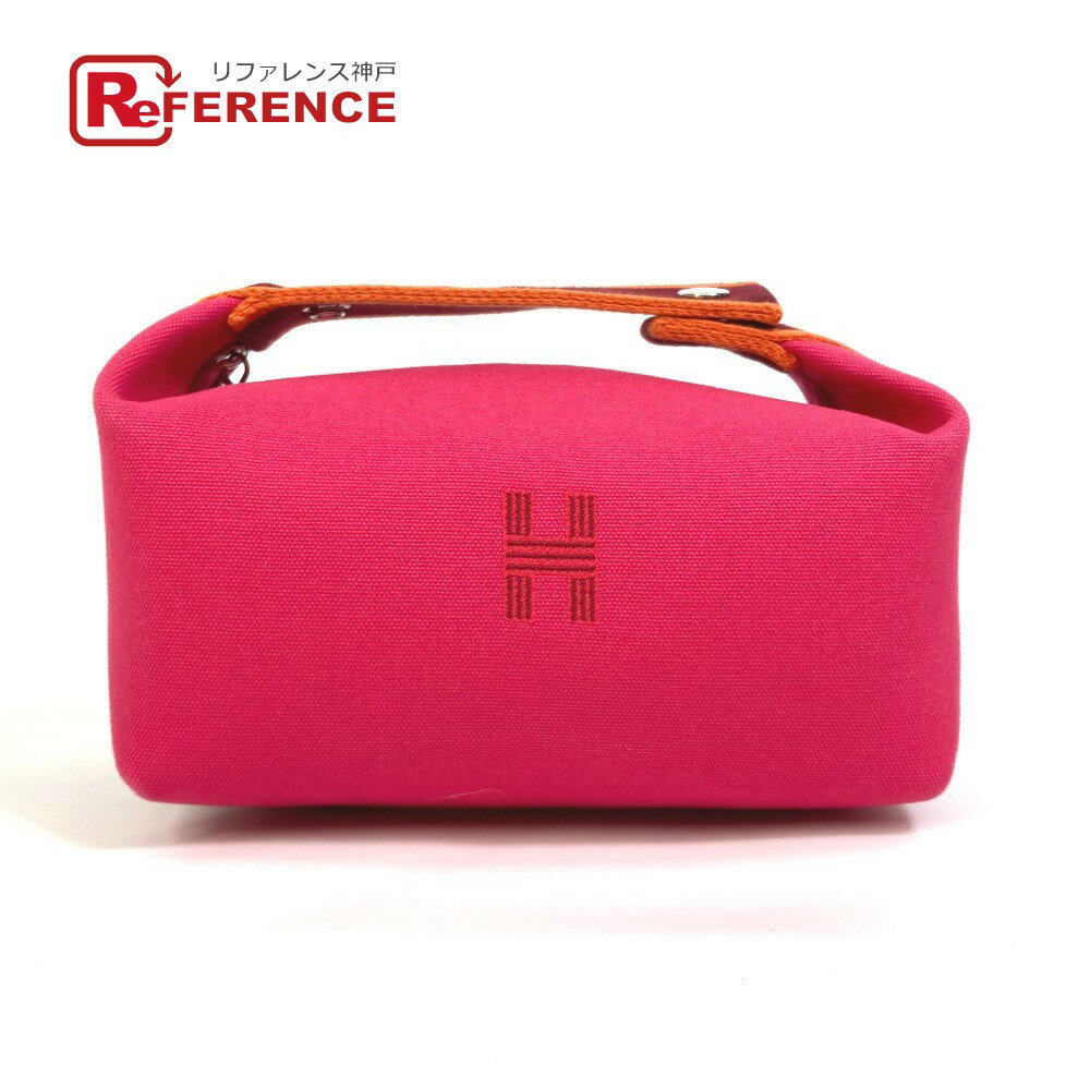 HERMES エルメス ブリッドアブラックPM ポーチ バニティ ハンドバッグ キャンバス レディース ハイビスカス ピンク 【中古】のサムネイル