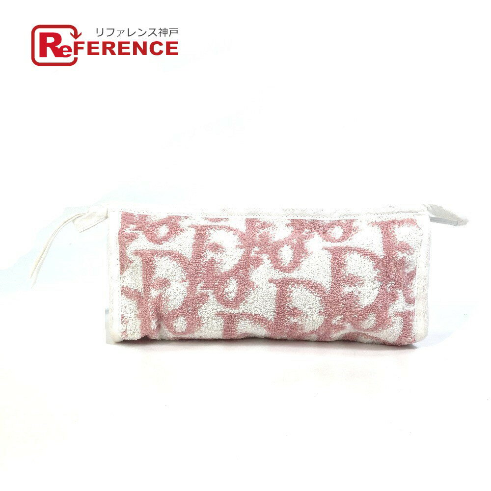 Dior ディオール トロッター 化粧ポーチ メイクポーチ ペンケース ポーチ パイル レディース ピンク×ホワイト 【中古】のサムネイル