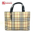 BURBERRY バーバリー チェック柄 トートバッグ カバン ハンドバッグ トートバッグ PVC/レザー レディース ベージュ 【中古】