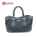 PRADA プラダ トライアングルロゴ トートバッグ カバン トート ハンドバッグ ナイロン/レザー レディース ブラック 【中古】