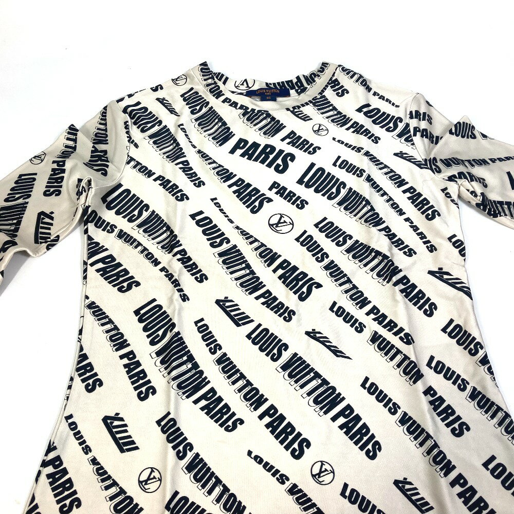 LOUIS VUITTON ルイヴィトン FLTS86 21SS シグネチャー ロゴ ロングスリーブ トップス アパレル 総柄/クルーネック 長袖シャツ レーヨン レディース ホワイトベージュ 【中古】