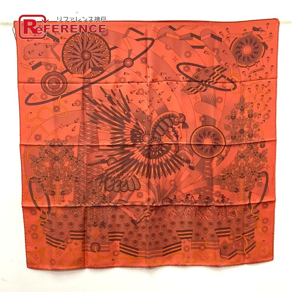 HERMES エルメス カレ ウォッシュ 90 スカーフ SURTEINT CORAIL スカーフ シルク レディース オレンジ系 未使用 【中古】