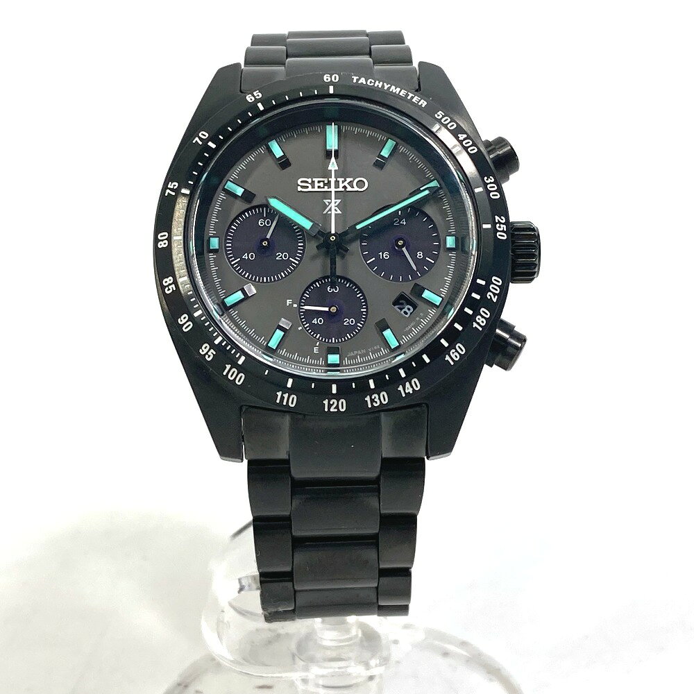 SEIKO セイコー SBDL103 プロスペックス スピードタイマー ソーラー デイト 腕時計 SS メンズ ブラック 新品同様 【中古】