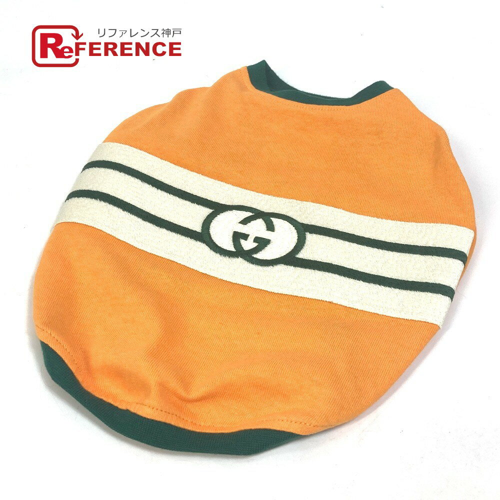 GUCCI グッチ 695747 GG ストライプ ペット Tシャツ ペット服 ドッグウェア 犬 雑貨 コットン ユニセックス オレンジ 未使用 【中古】のサムネイル