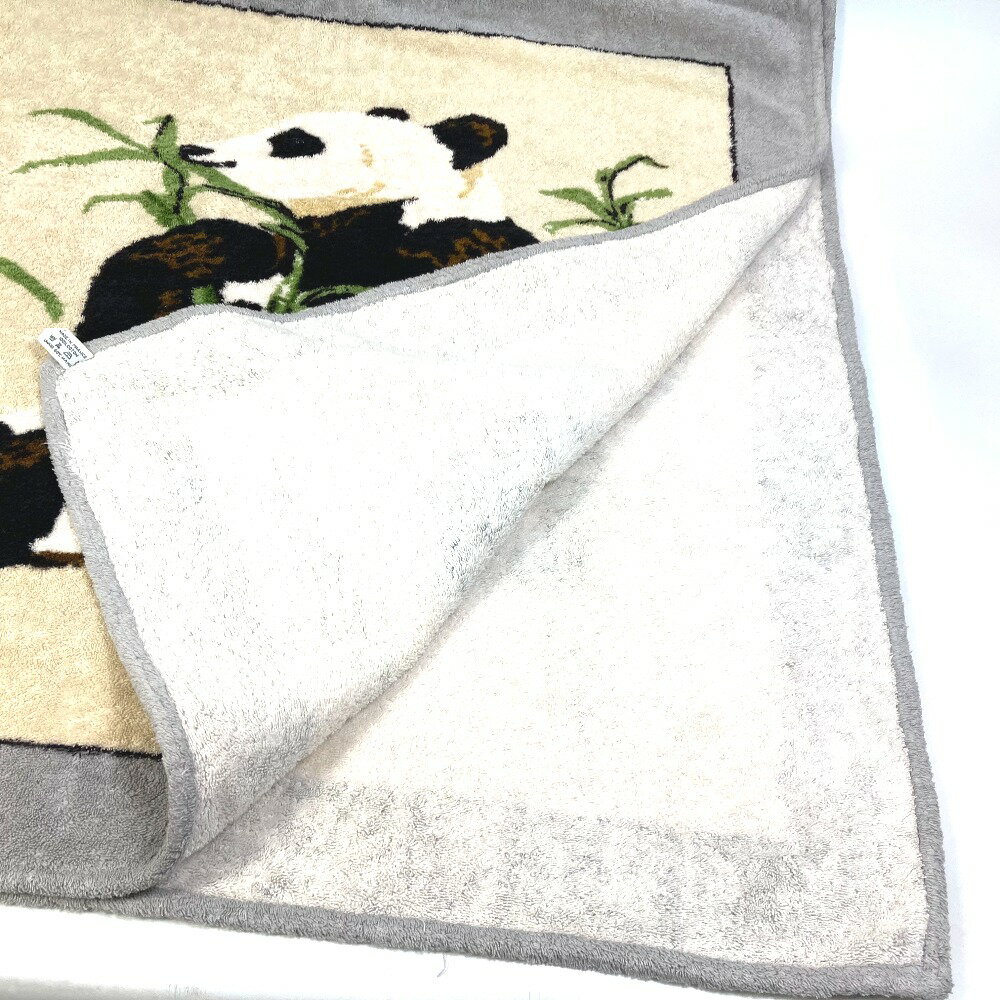 HERMES エルメス パンダ ビーチタオル バスタオル タオル コットン ユニセックス グレー 【中古】