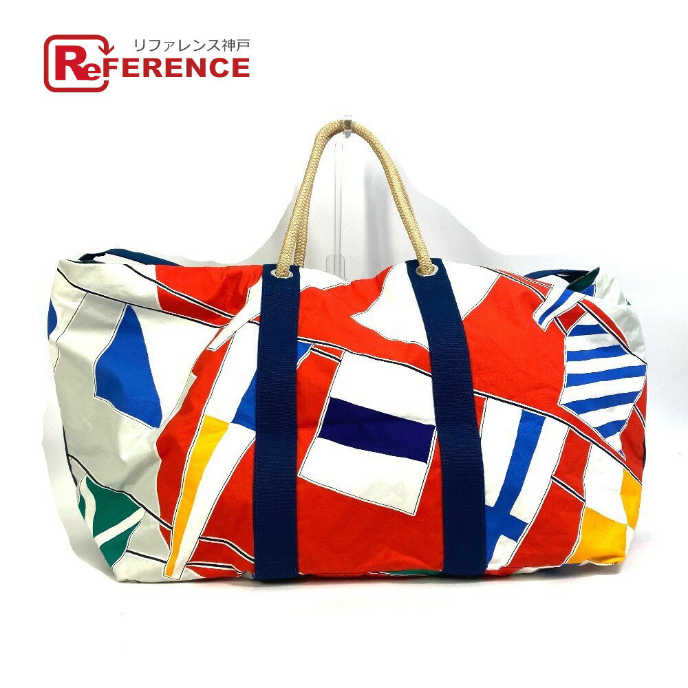 HERMES エルメス ラージ トートバッグ 肩掛け Cabas Drapeaux au vent カバン ロープハンドル ビーチバッグ ショルダーバッグ コットン レディース ブルー 【中古】のサムネイル