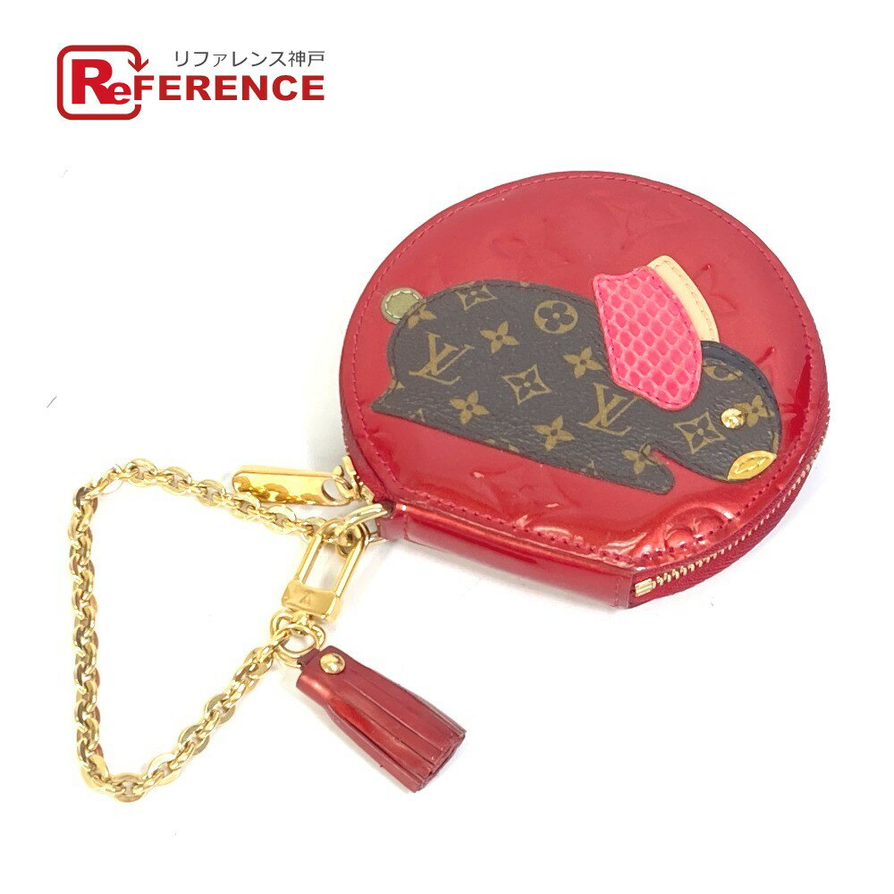 LOUIS VUITTON ルイヴィトン M91389　 モノグラムヴェルニ ポルト モネ ラパン うさぎ アニマル 小銭入れ 財布 コインケース モノグラムヴェルニ レディース ポムダムール レッド 【中古】のサムネイル