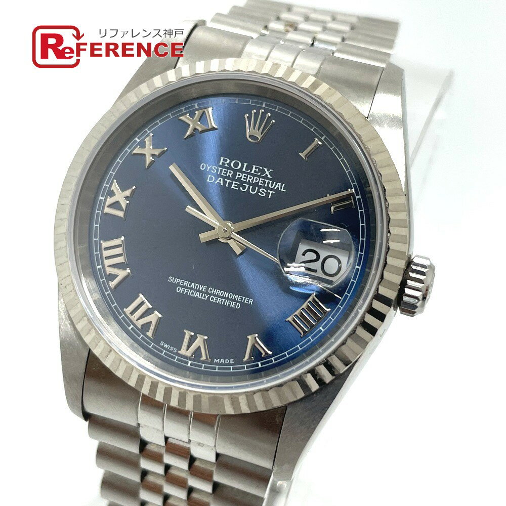 ROLEX ロレックス 16234 デイトジャスト ローマ文字盤 T番 自動巻き フルーテッド 腕時計 SS/WG メンズ シルバー 【中古】