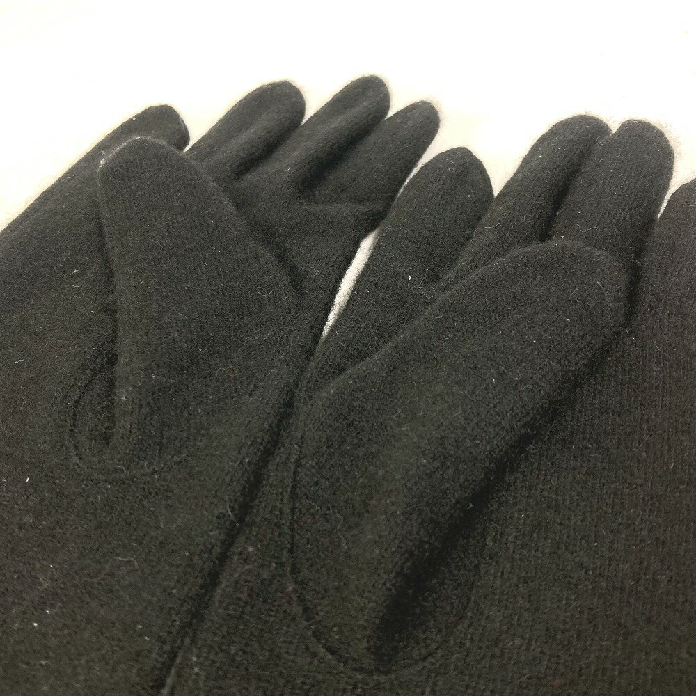 CHANEL シャネル CC ココマーク 手袋 グローブ シルク レディース ブラック 【中古】