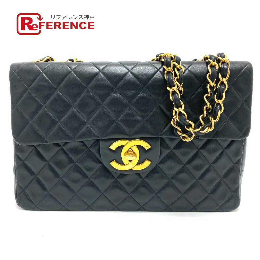 CHANEL シャネル A01094 CC ココマーク デカマトラッセ 34 カバン Wチェーンショルダー ショルダーバッグ ラムスキン レディース ブラック 【中古】