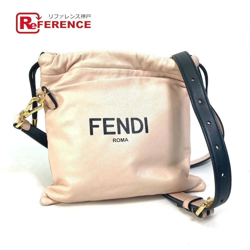 FENDI フェンディ 8BT337 巾着 ポシェット ポーチ 斜め掛け パック スリムクラッチ スモール ショルダーバッグ レザー レディース ピンク 【中古】