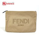 FENDI フェンディ ポーチ ロゴ カバン クラッチバッグ キャンバス レディース ベージュ 【中古】