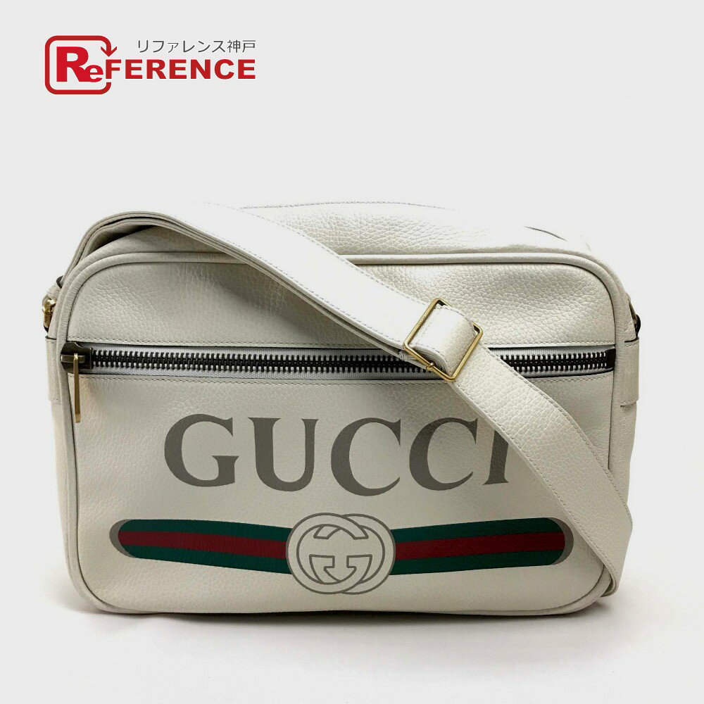 GUCCI グッチ 523589 ロゴプリント カバン メッセンジャーバッグ ショルダーバッグ レザー レディース ホワイト 【中古】
